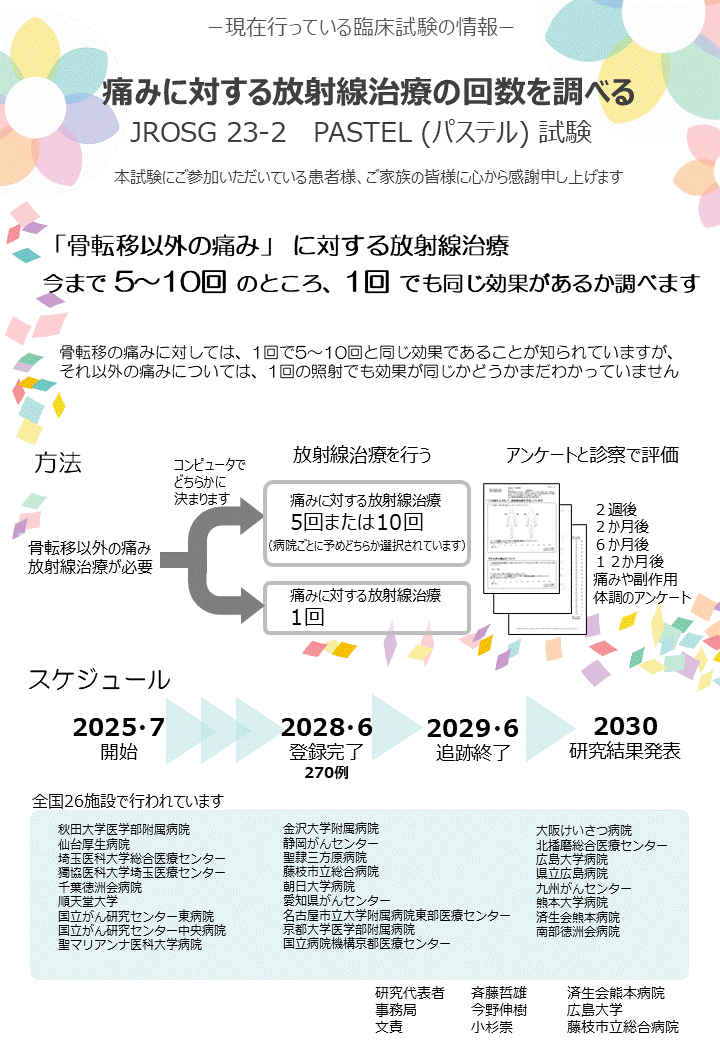 痛みに対する放射線治療の回数を調べる